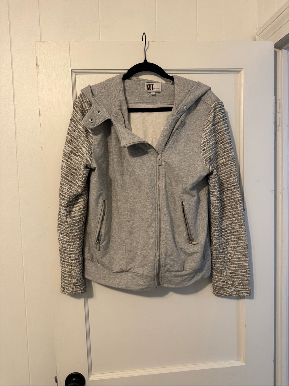 Kut from the Kloth Heather Gray Hoodie Bomber Jacket